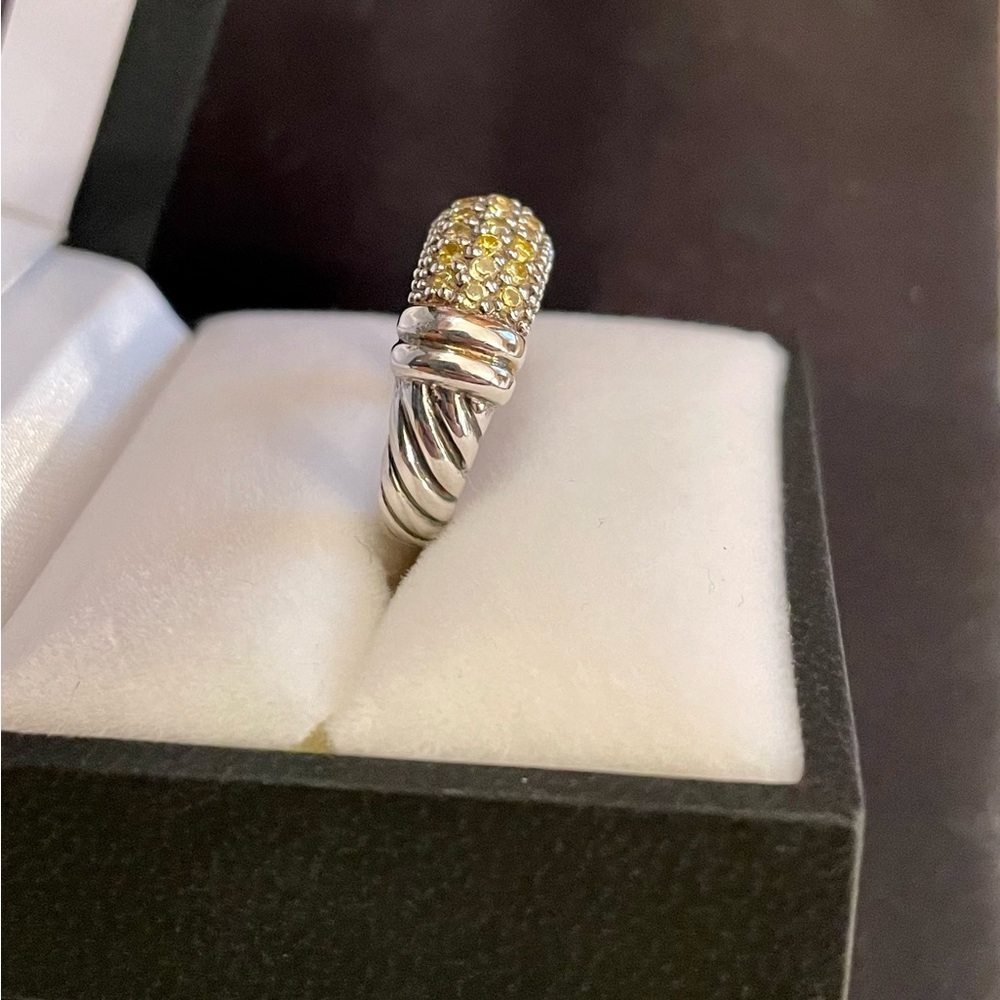 David Yurman Cable Candy Yellow Sapphire  925 / 750 Metro ring size 5